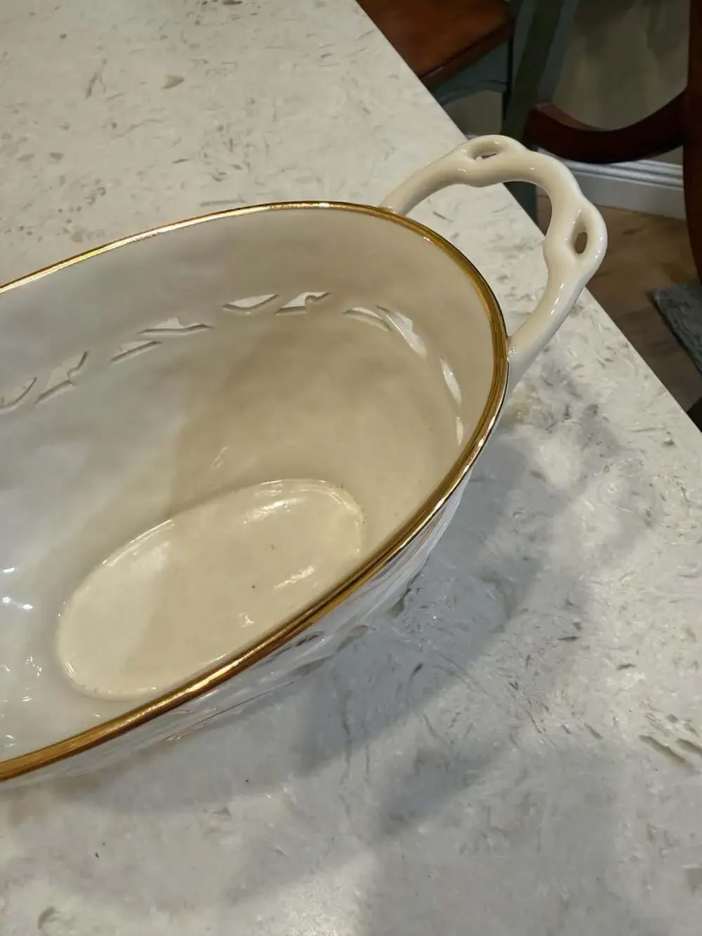 Lenox Gilded Garden Basket Oval Handled Floral Gold Trim